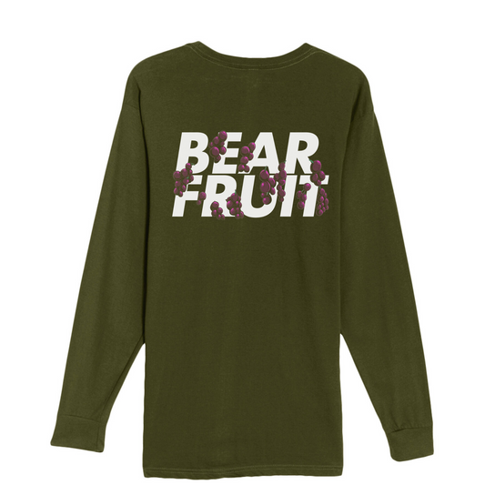 Bear Fruit Vine Long Sleeve Tee - Army Green